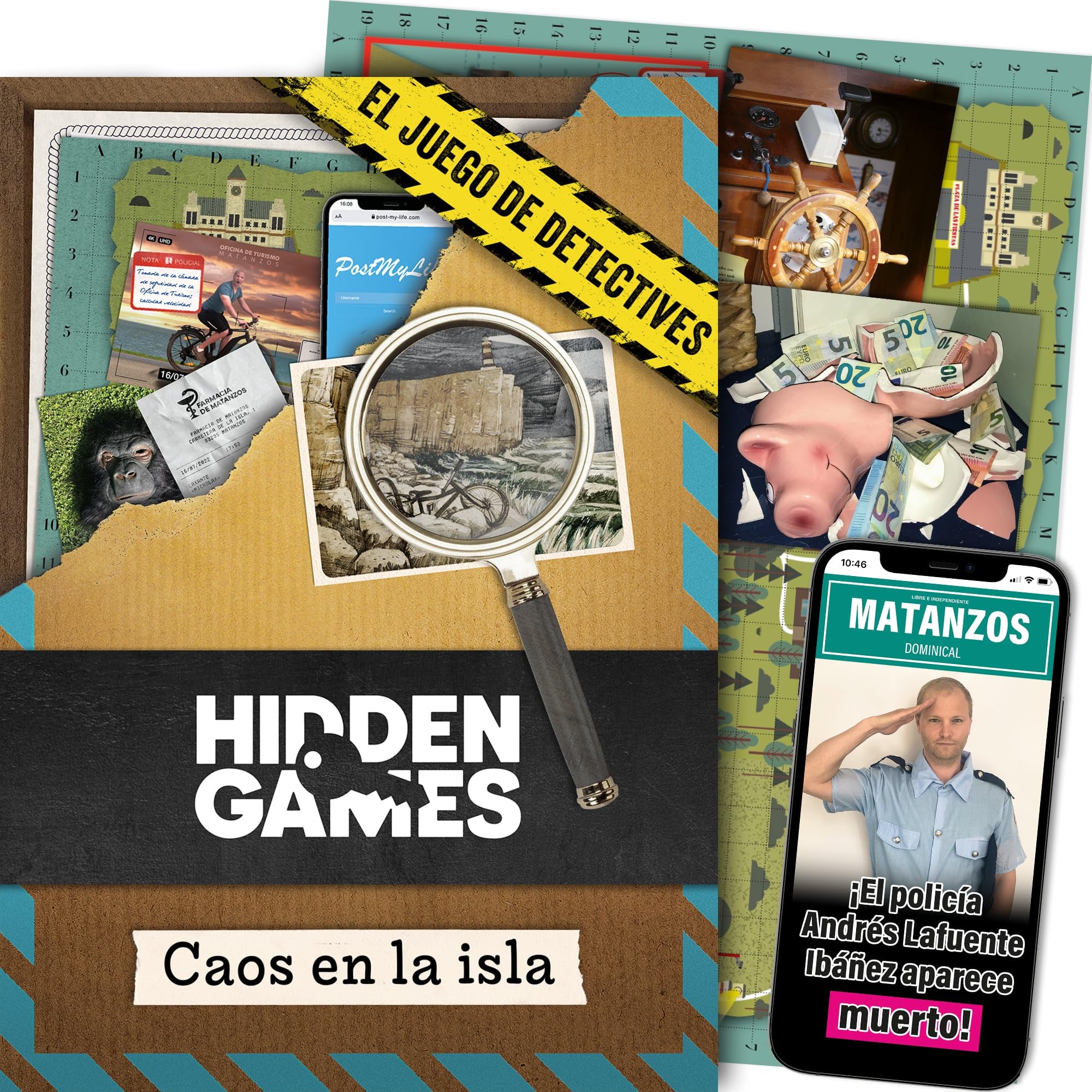 Hidden Games Escena del crimen - Caos en la isla - Espaol - Juego realista de escenas del crimen, emocionante juego de detectives, juego escape room
