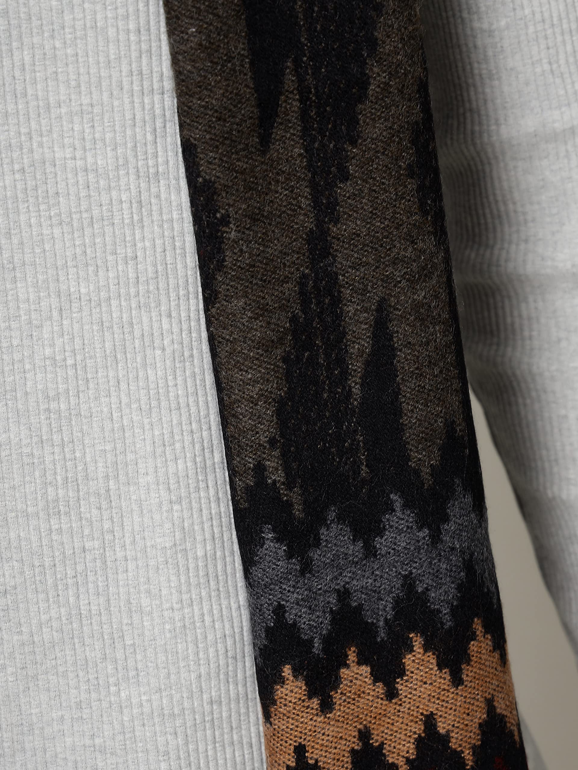 Ravaiyaa - Attitude is everything Pure Wool Muffler, Winter Scarf, Neck Wrap For Men's Classic & Stylish Ikat Pattern Muffler (Brown) 2
