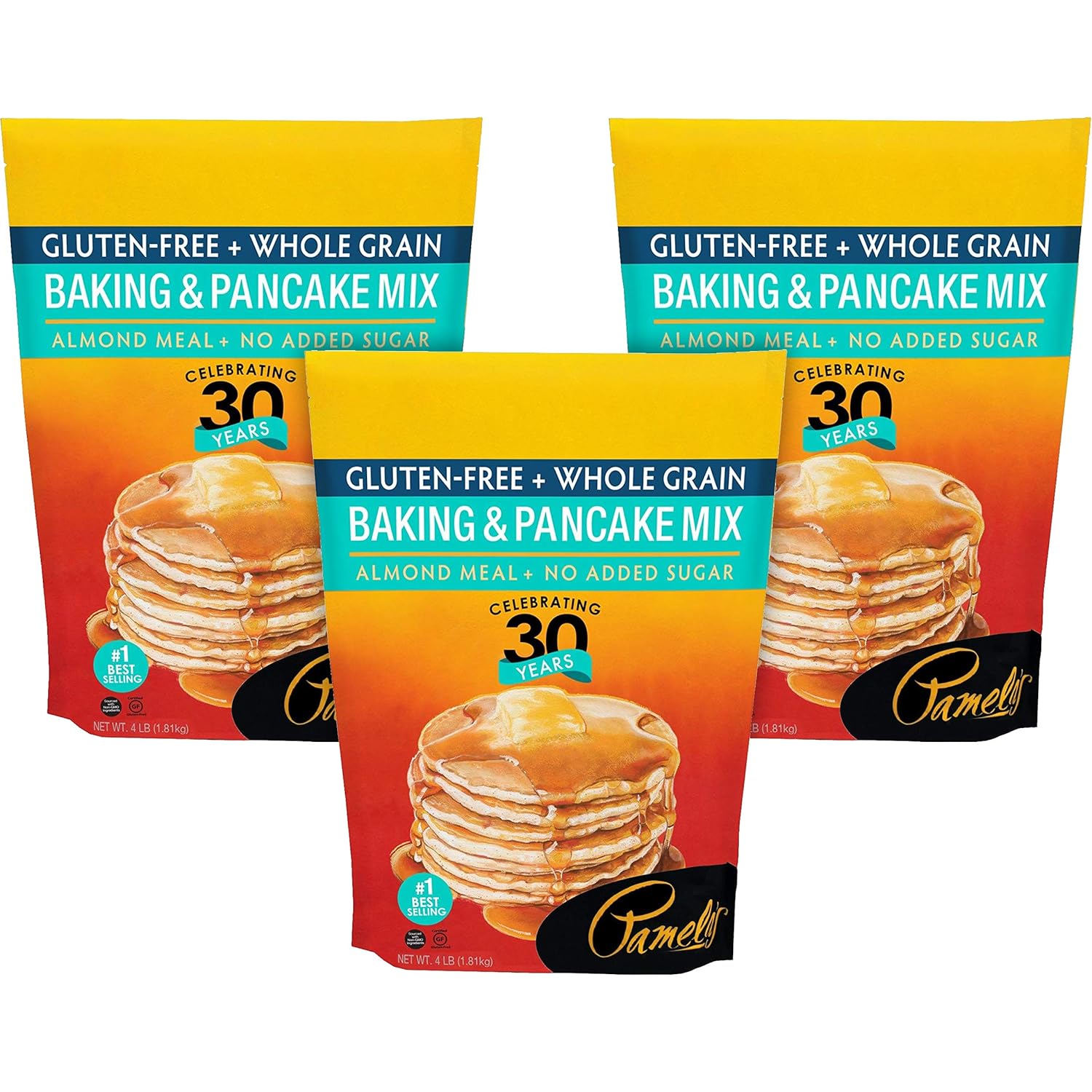 PAMELAS MIX PANCAKE BAKING WF GF, 64 OZ, PK 3 Pancake