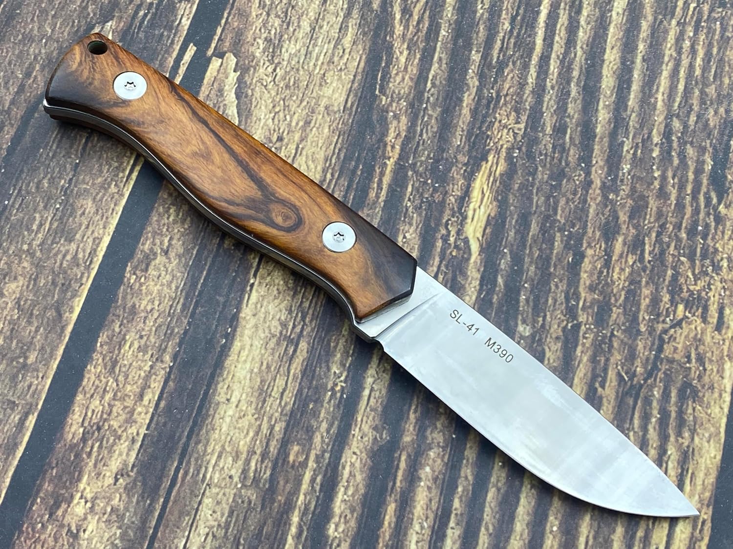 TWO SUN SixLeaf SL-41-Wood Micro Fixed Blade Knife M390 Steel Desert Ironwood handle Belt Sheath EDC Mini Tool
