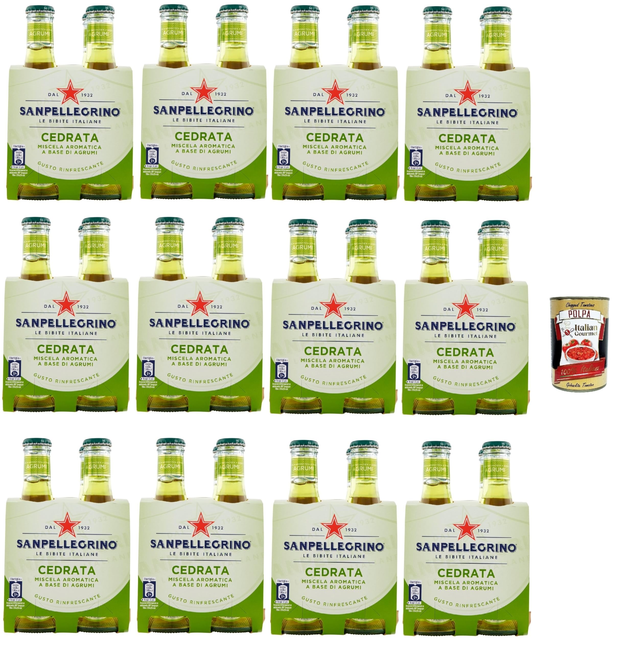 San Pellegrino Cedrata Soda Citron Soft drink Botella 48 x 20 cl refrescante bebida italiana sin alcohol + Polpa italiana Gourmet 400 g