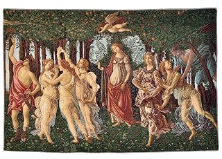 AureoMadis Botticelli Primavera Woven Tapestry Wall Hanging - Medieval Victorian Vintage Art Decor, Finished Edges (43"x29") - Not a Print
