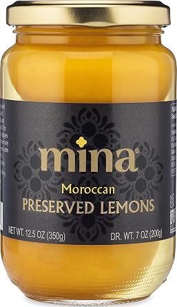 Mina Preserved Lemons - 12.5 Ounce, Authentic Moroccan Preserved Lemons, Ideal for Tagine, Couscous, Salads, Non-GMO, Vegan, Keto, Kosher, Gluten Free
