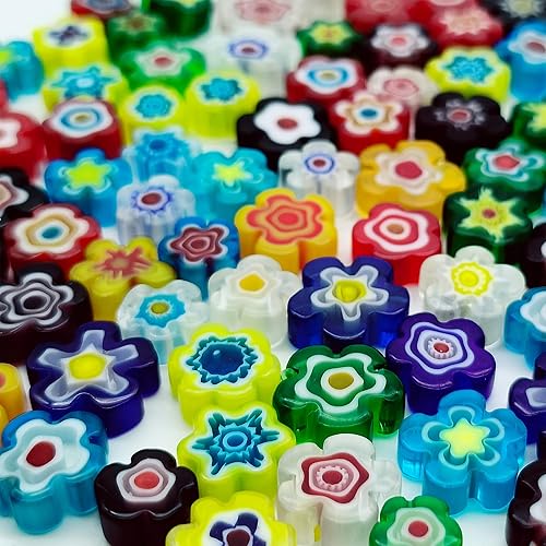 Miniatura 8 de EDFLIFE Millefiori de vidrio plano para suministros de fabricación de mosaicos, azulejos de mosaico para manualidades con azulejos de vidrio de