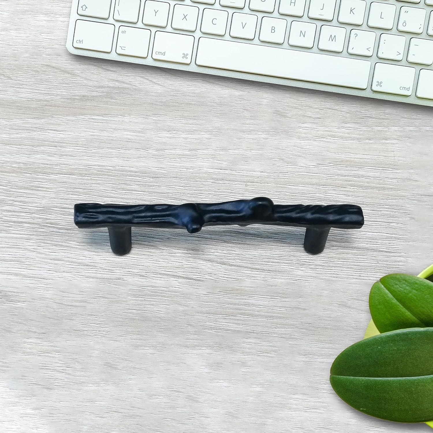 AuRiver 6 pcs Tree Branch Cabinet Handles Twig Branch Cabinet Handles 3inch Hole Center Dresser Handles Modern Alloy Drawer Pulls (Black)