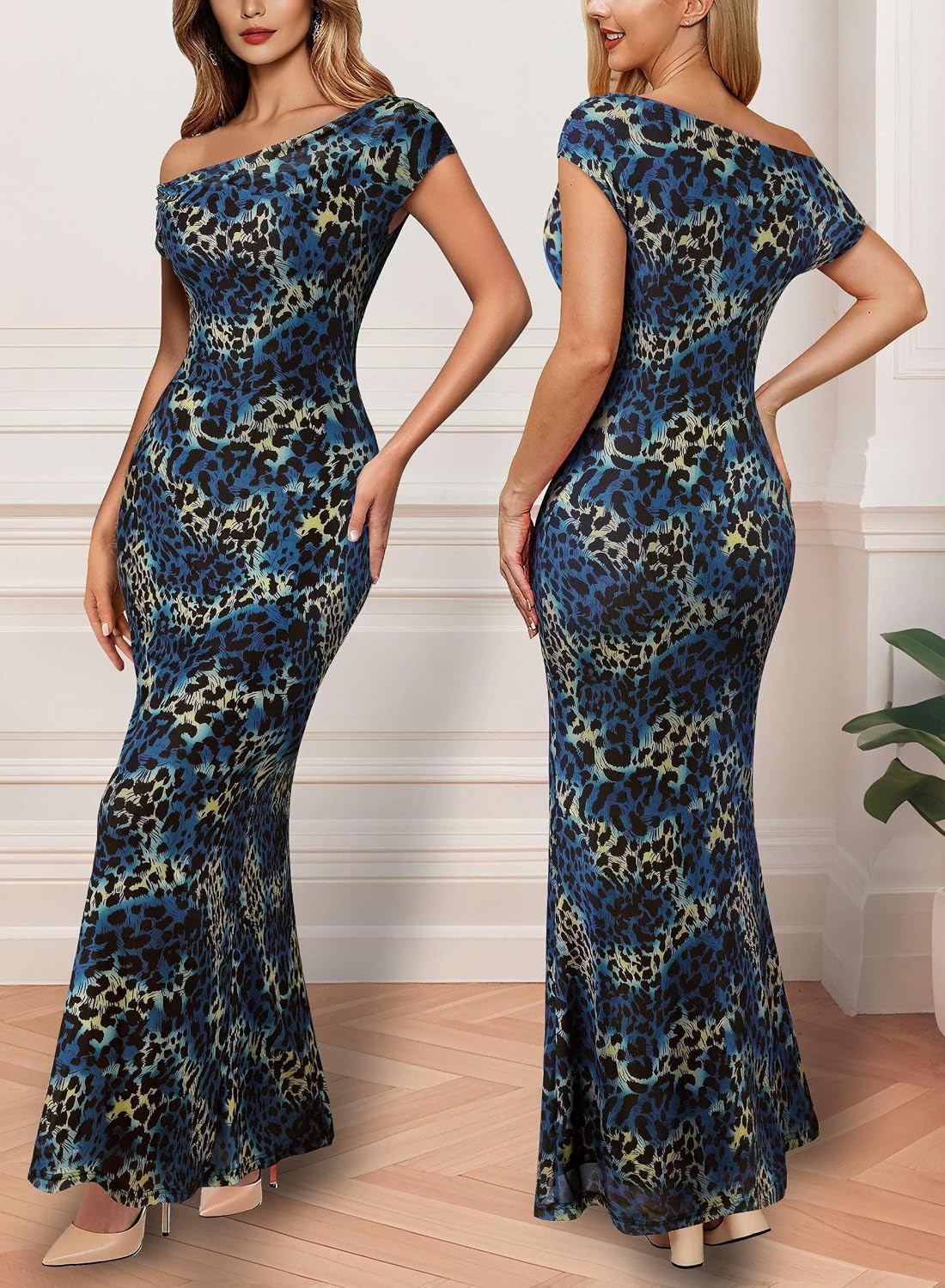 VFSHOW Womens Off The Shoulder Wedding Guest Maxi Long Dress 2026 Sexy Mesh One Shoulder Formal Cocktail Bodycon Dresses
