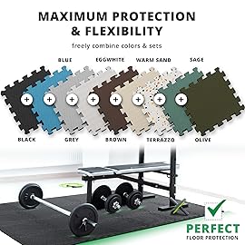 bemaxx Gym Mats Set - 18 pcs EVA Interlocking Foam Floor Tiles (12.6x12.6x0.4) 18sqft Protective Gym Flooring Sports Home Workout Exercise Mats Puzzle Garage Fitness Play-Room Garage Pool Treadmill