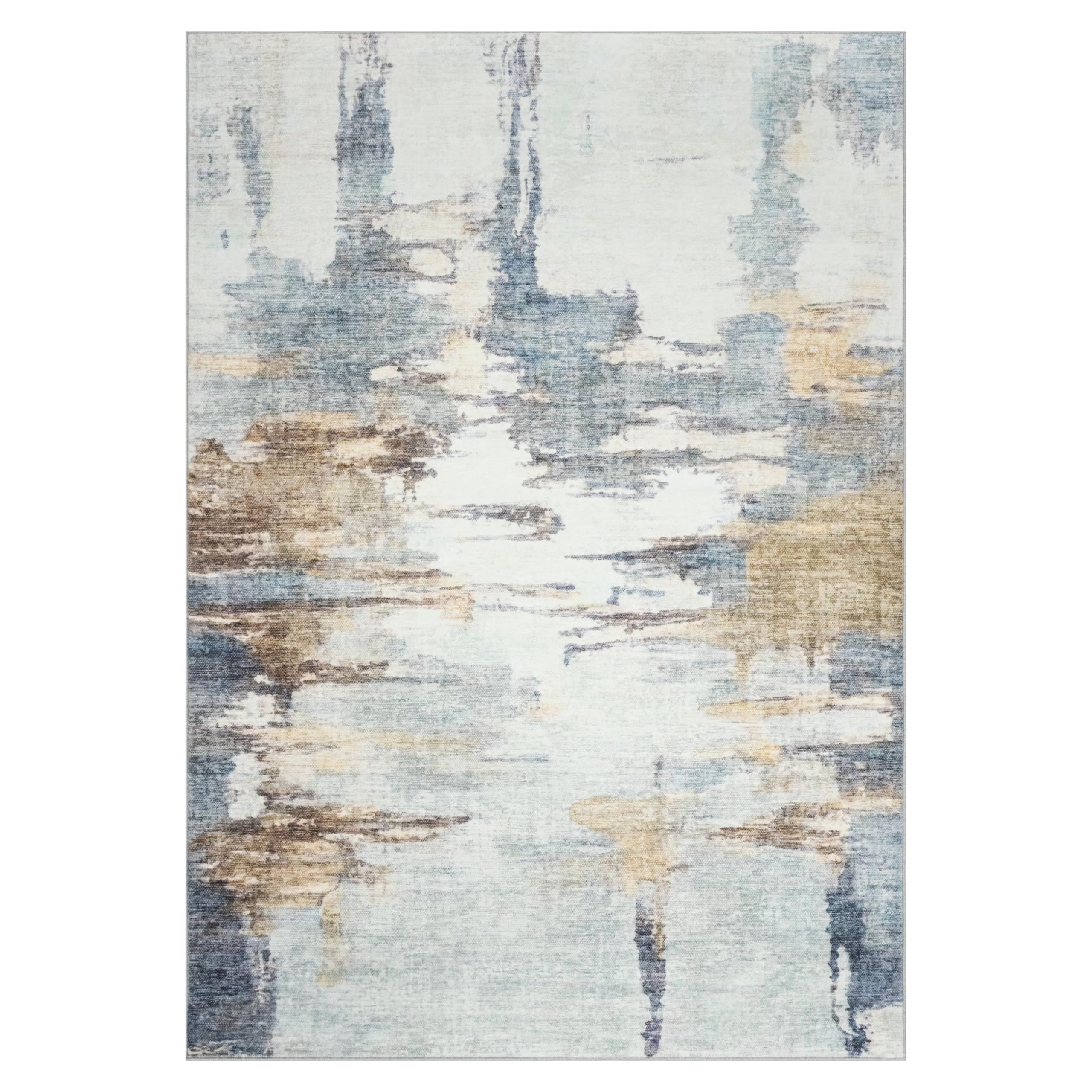 TAPISO Bari Tappeto Motivo Astratto Sfumato Grigio Crema Arancione Blu - Tappeto Stampato con Fondo Antiscivolo Soggiorno Camera da Letto Design Moderno Öko-Tex 200 x 300 cm