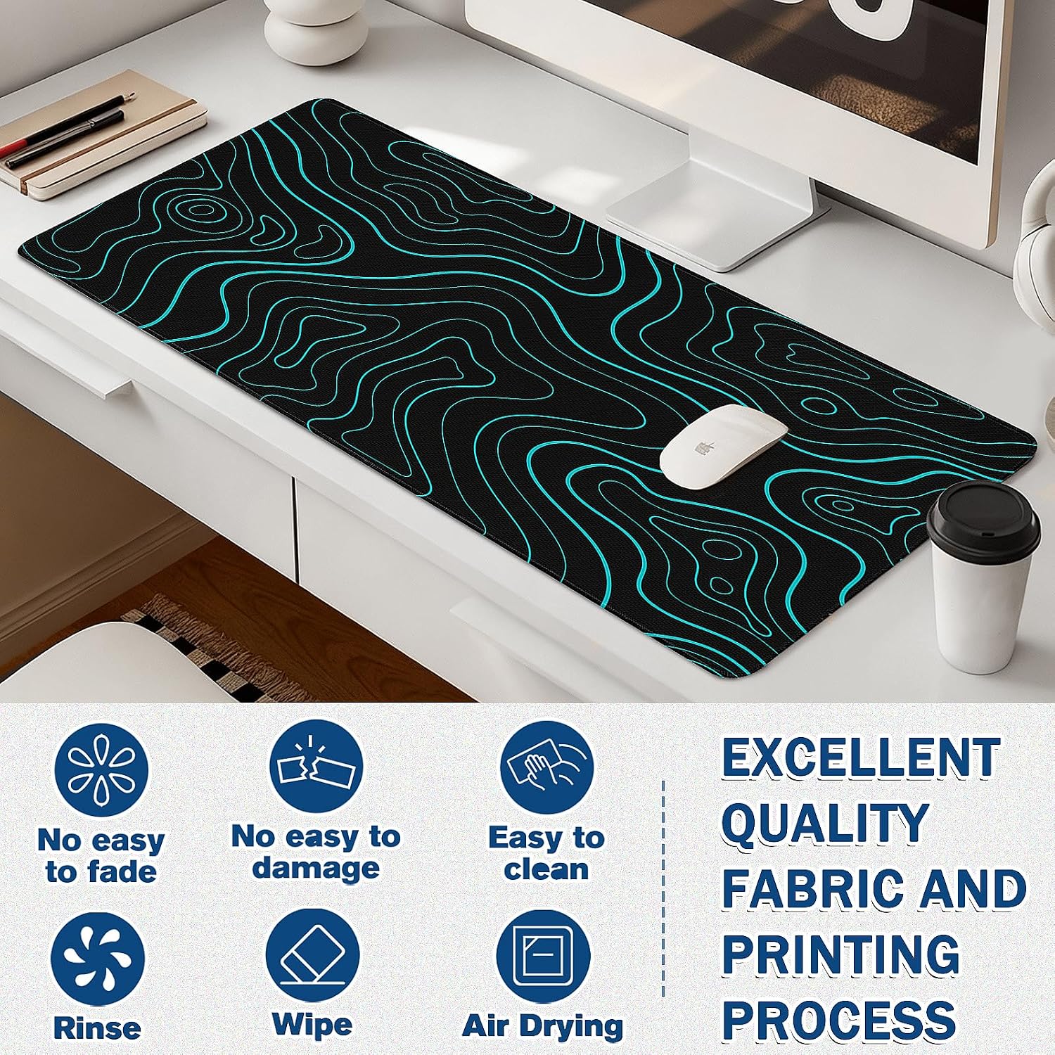Mouse Pad Gaming - Desk Mat for Keyboard and Mouse - Large Mouse Pads for Desk, Gaming Mousepad with Non-Slip Base, Desks Pad (31.5" X 11.8") for Game, Office and Home image 3