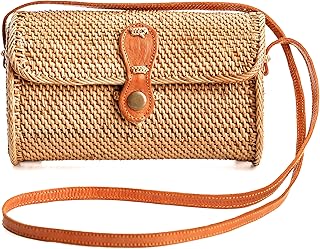 Rattan Bags for Women - Handmade Wicker Woven Purse Handbag Circle Boho Bag Bali