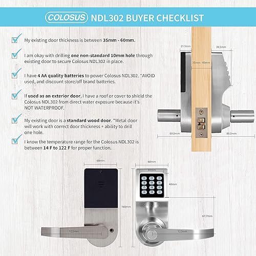 Miniatura 5 de Cerradura de puerta inteligente electrónica, entrada sin llave con teclado, llaveros, control remoto, llaves para el hogar, oficina o comercial,