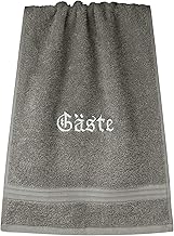 Lashuma Linz Guest Towel 30 x 50 cm Embroidered Terry Towelling Hand Towel with Guests Writing in Grey / Dark