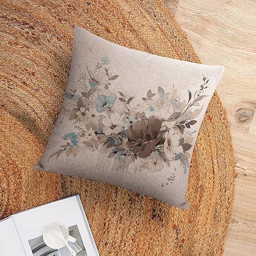 Miniatura 6 de Fundas de cojín cuadradas para exteriores, primavera, verano, margaritas, hojas florales, acuarela, Janne Kahila, floral, estilo gris claro y