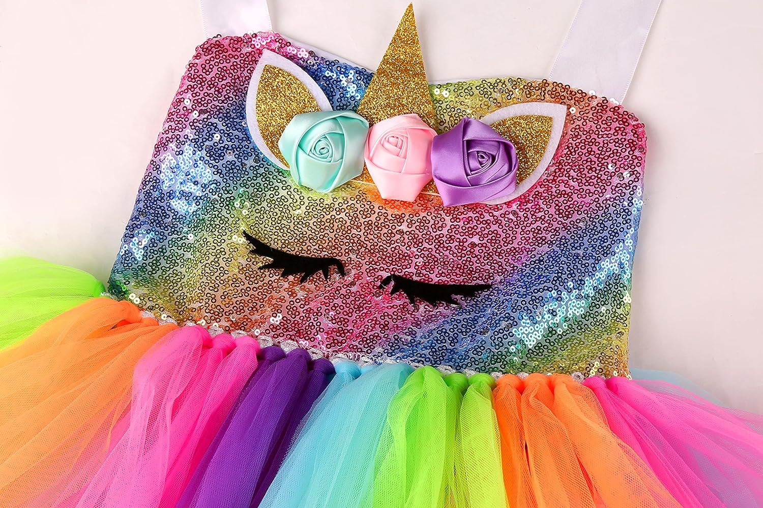 Miniatura 4 de Davsolly Vestido de cumpleaños de unicornio para niñas, disfraz de unicornio arcoíris de 3 a 8 años para Halloween, Navidad, cosplay, regalos de