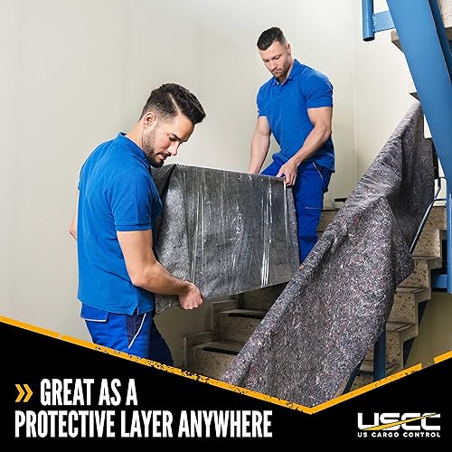 Miniatura 6 de US Cargo Control Mantas para mudanzas, 80 pulgadas de largo por 72 pulgadas de ancho, hechas con algodón reciclado, mantas de un solo uso para