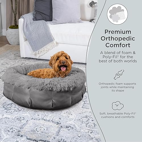 Miniatura 2 de Best Friends by Sheri Cama Puf Ultra Calmante de Lujo en forma de dona para perro, gris, Mediana, 30 x 30 pulgadas