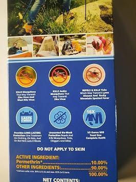 Duration-10% Permethrin 6week for Clothing & Gear Insect Repellent Treats 16 Sets of Clothing