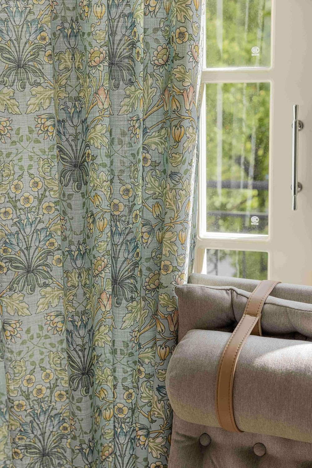 Floral Blackout Curtains 54 Inch Length for Living Room Bedroom 1 Panel Lined Back Tab Window Drape Thermal Rustic Classic America Style Curtains