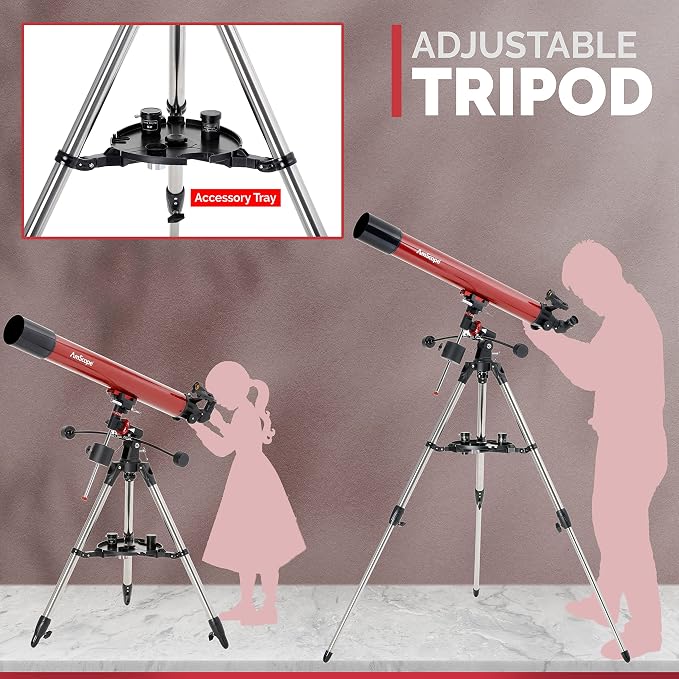 Telescopio refractor AmScope EQ de 80mm con trípode acero miniatura 7
