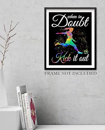 Miniatura 5 de Póster de pared con cita de fútbol con texto en inglés "When In Doubt Kick It Out" para niña, póster sin marco, regalo de agradecimiento