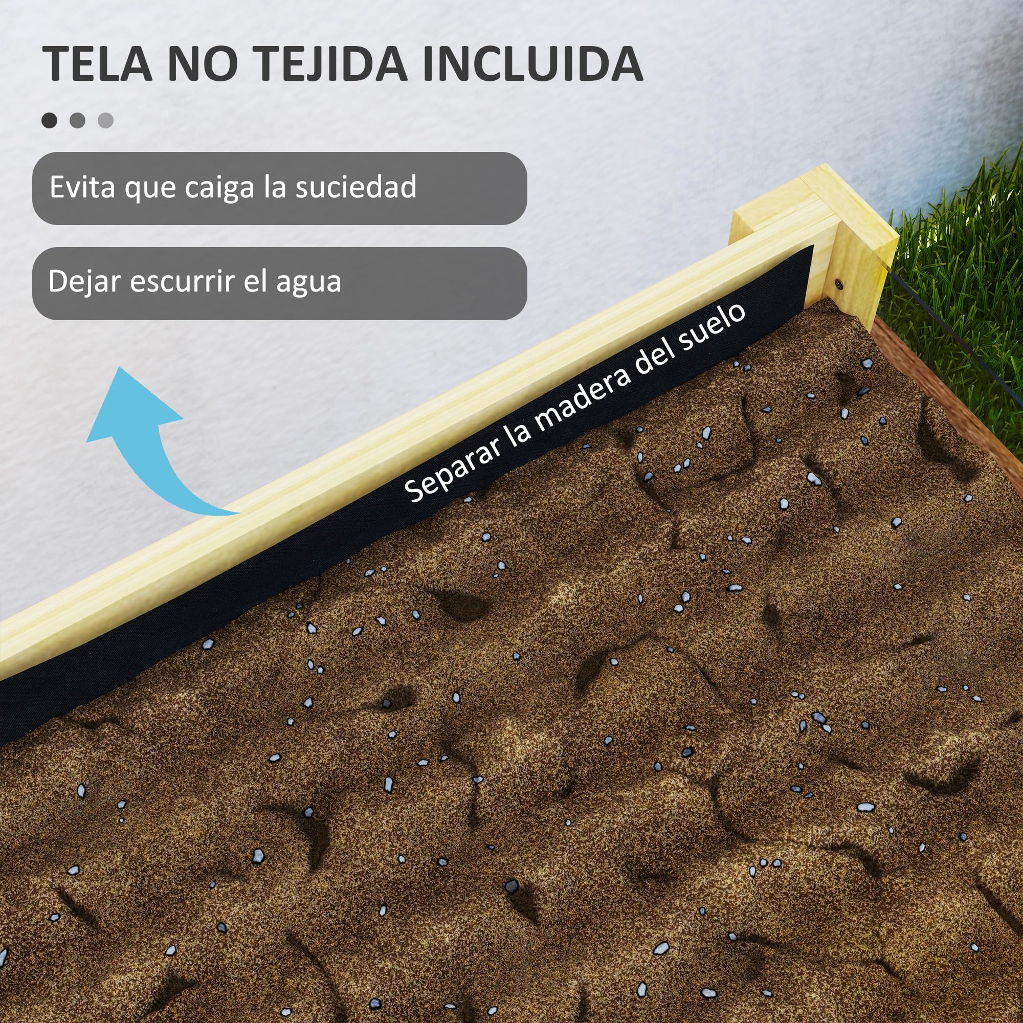 Outsunny Huerto Urbano de Madera Mesa de Cultivo con Paneles Acrílicos Jardinera Elevada para Cultivo Flores Vegetales en Jardín Terraza 75x46x60,5 cm Natural