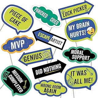 Escape Room Photo Booth Props Set – Fun Party Decorations for Puzzle Nights, Mystery Events, and Team Challenges (12)