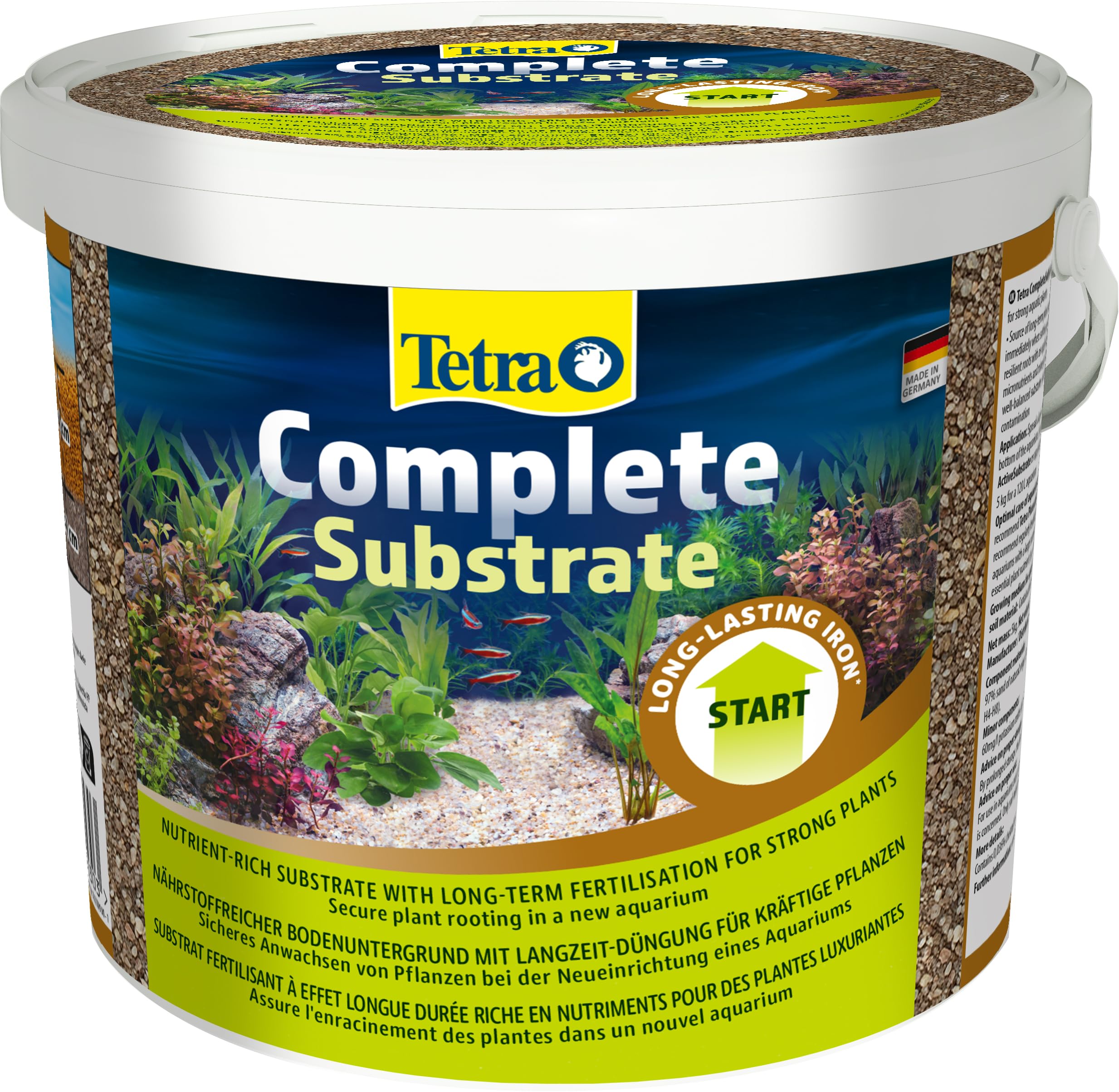 Tetra Complete Substrate - Substrato ricco di sostanze nutritive con fertilizzante a lunga durata per piante sane, per l'allestimento di un nuovo acquario, secchio da 5 kg