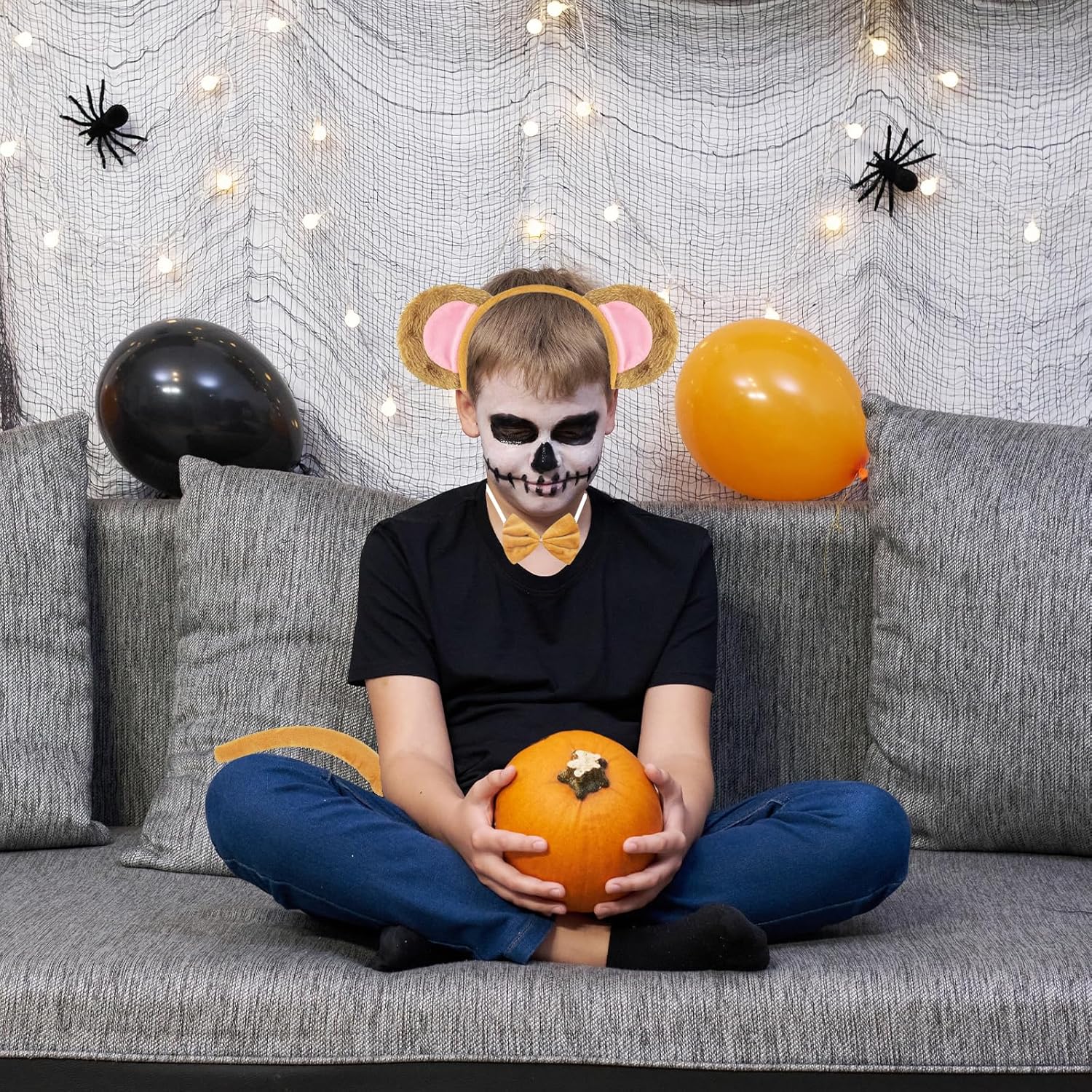 3-Piece Monkey Ears and Tail Costume Accessory Set – Includes Brown Plush Monkey Ears Headband, Bow Tie, and Tail for Halloween, Jungle-Themed Parties, Cosplay, School Plays, Animal Dress-Up Events - Image 6