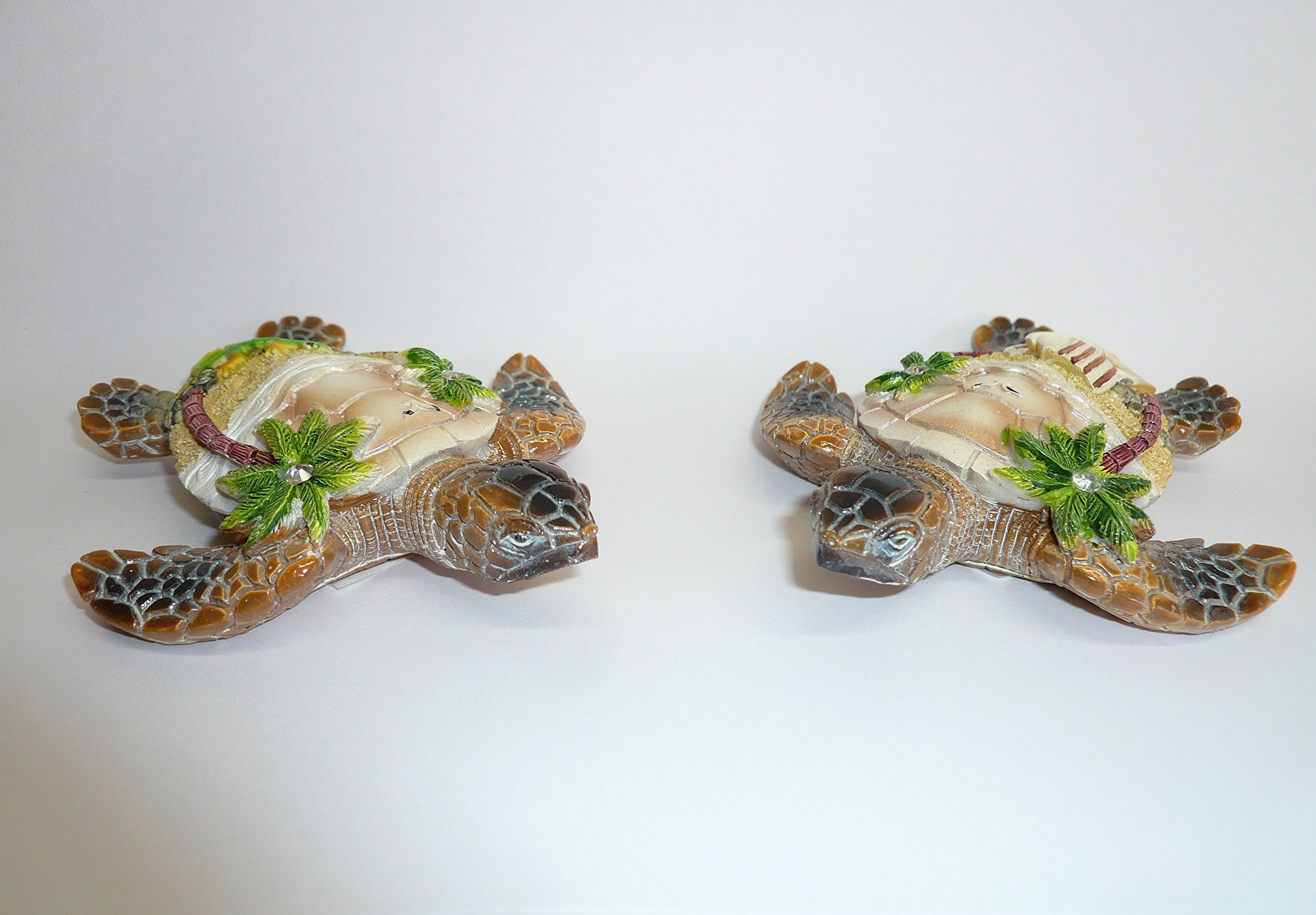 Statuette tortue de mer déco en résine : lot de 2 figurines pour combler un espace vide