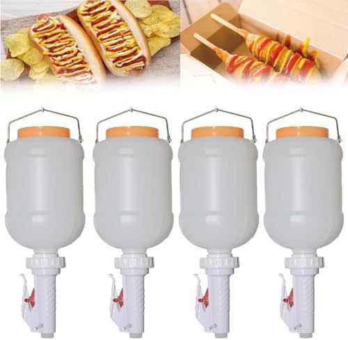 Commercial Sauce Squeeze Bottle Set - 5.5L Condiment Dispenser for Ketchup, Mustard, BBQ Sauce - Hanging Kitchen Oil Bottle - 2 Pack for Restaurants and Catering