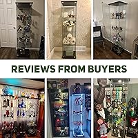 Vista 6 de Beauty4U Glass Display Cabinet with 4 Shelves, Curio Cabinets for Living Room, Bedroom, Office, Black Floor Standing Glass Bookshelf, Quick Negro