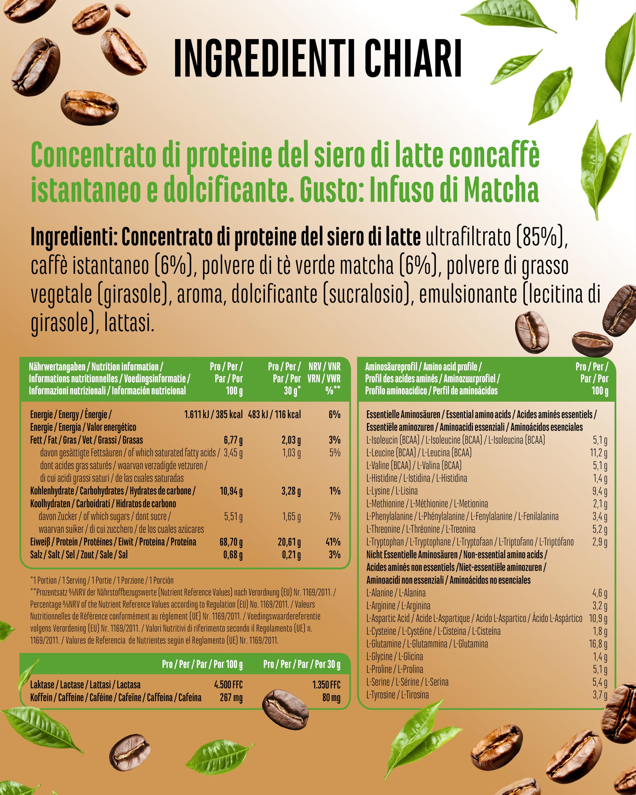 vit4ever Barista Protein Coffee - 908 g - Matcha Brew | Caffè Proteico con fino a 20 g di Proteine per Porzione - Con Vero Caffè e Caffeina - A Basso Contenuto di Zuccheri e Grassi