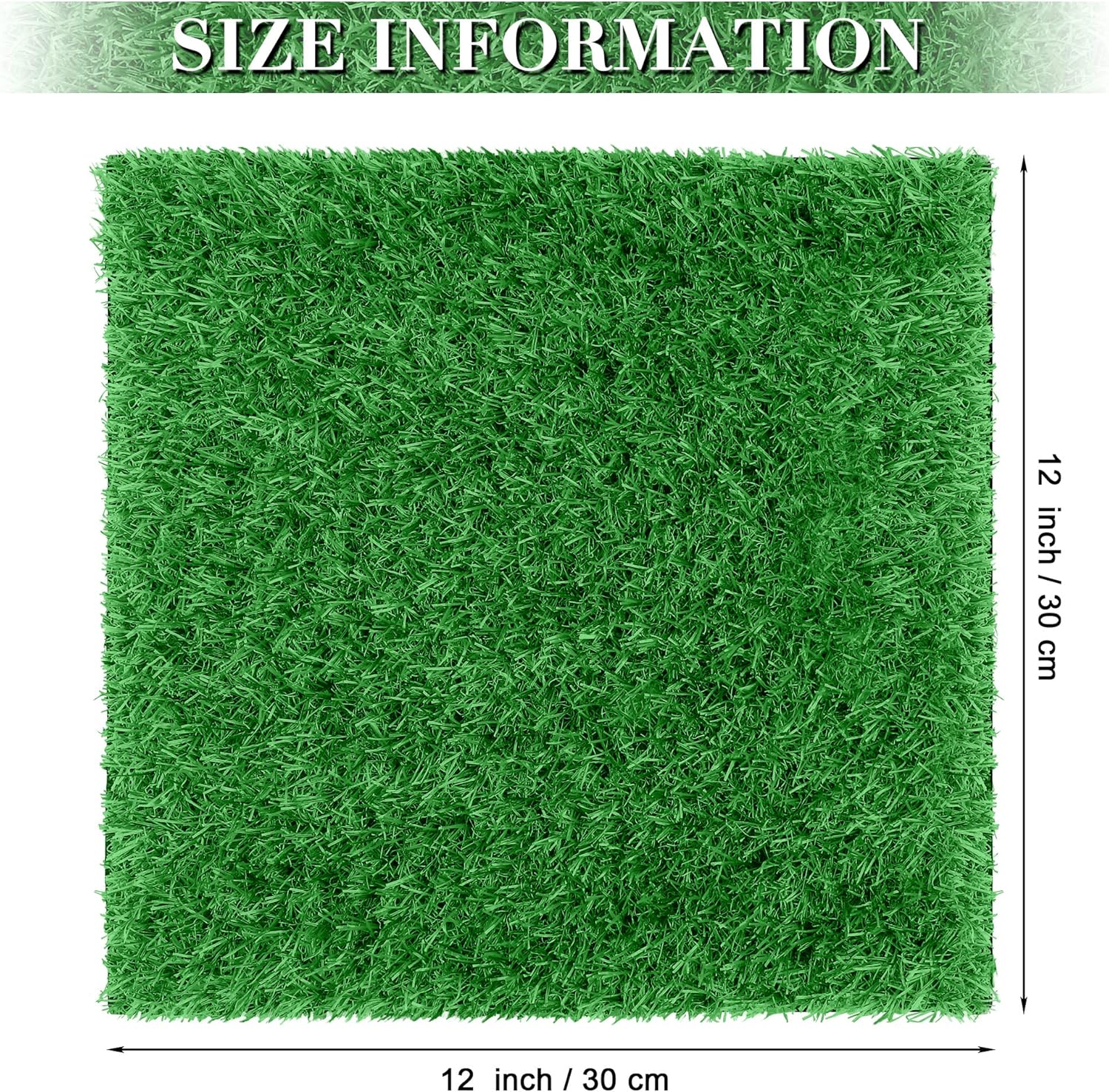 TURSTIN 12 Pieces Artificial Grass Mat Square 12 x 12 Inch Fake Turf Patch Indoor Outdoor Garden Lawn Patio Balcony Synthetic Turf Mat Realistic Grass Rug for Crafts Miniature Garden DIY, Dark Green
