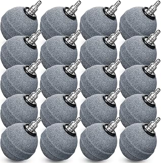 Reginary 20 Pcs Air Stones 2 Inch for Aquariums, Ponds, Hydroponics, Ball Oxygen Bubbler Diffuser Stone Bubble Aerator for Air Pump, Fish Tank, Bucket, and DWC Reservoirs (Grey)