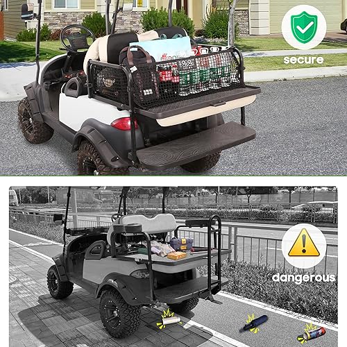 Miniatura 7 de 10L0L Red de carga para carrito de golf de 4 pasajeros para Yamaha, Club Car DSPrecedent, EZGO TXTRXV, red de almacenamiento elástica ajustable,