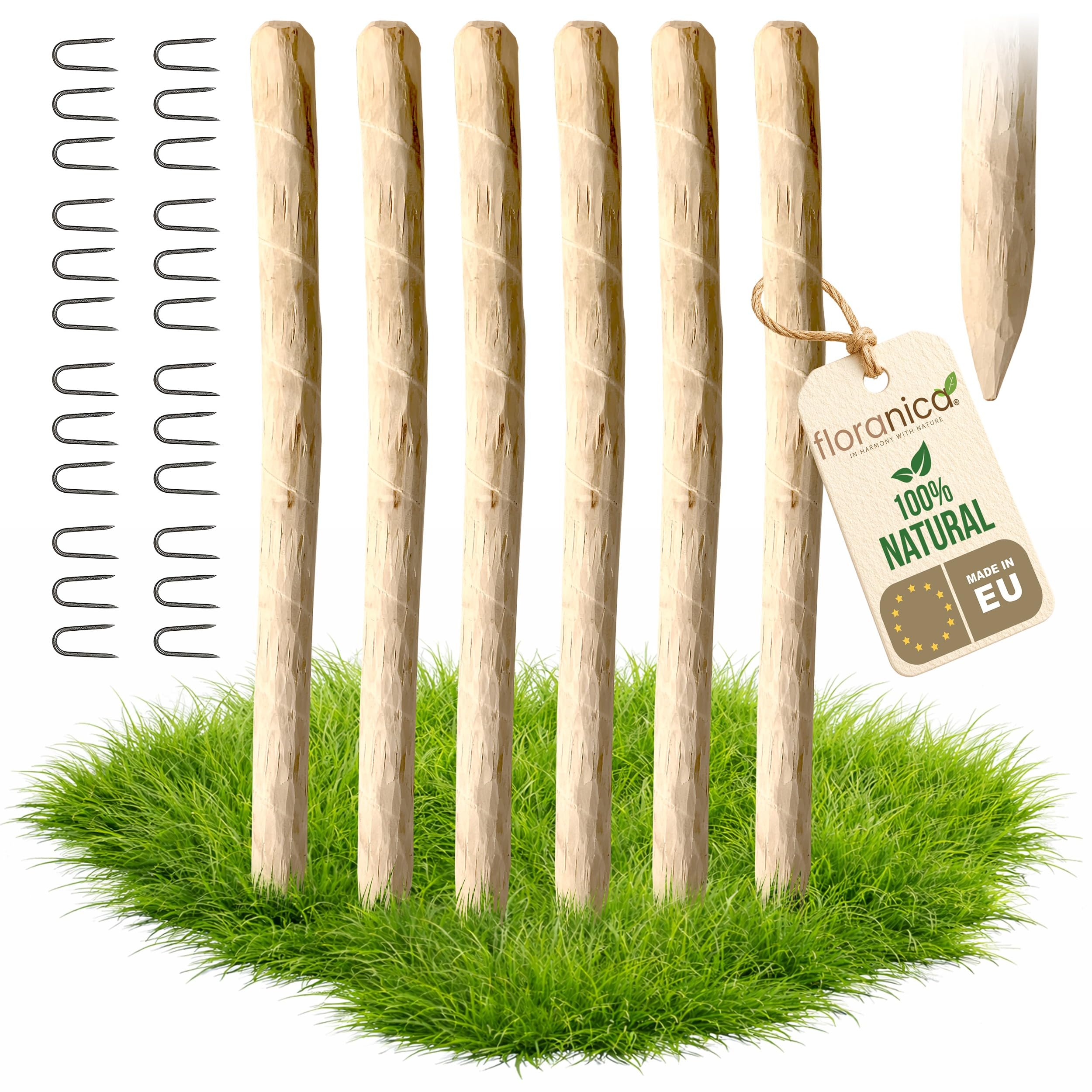 Floranica 6 x palo per recinzione in nocciolo altezza 90 cm palo per recinzione a paletti pali di legno appuntito supporto per alberi