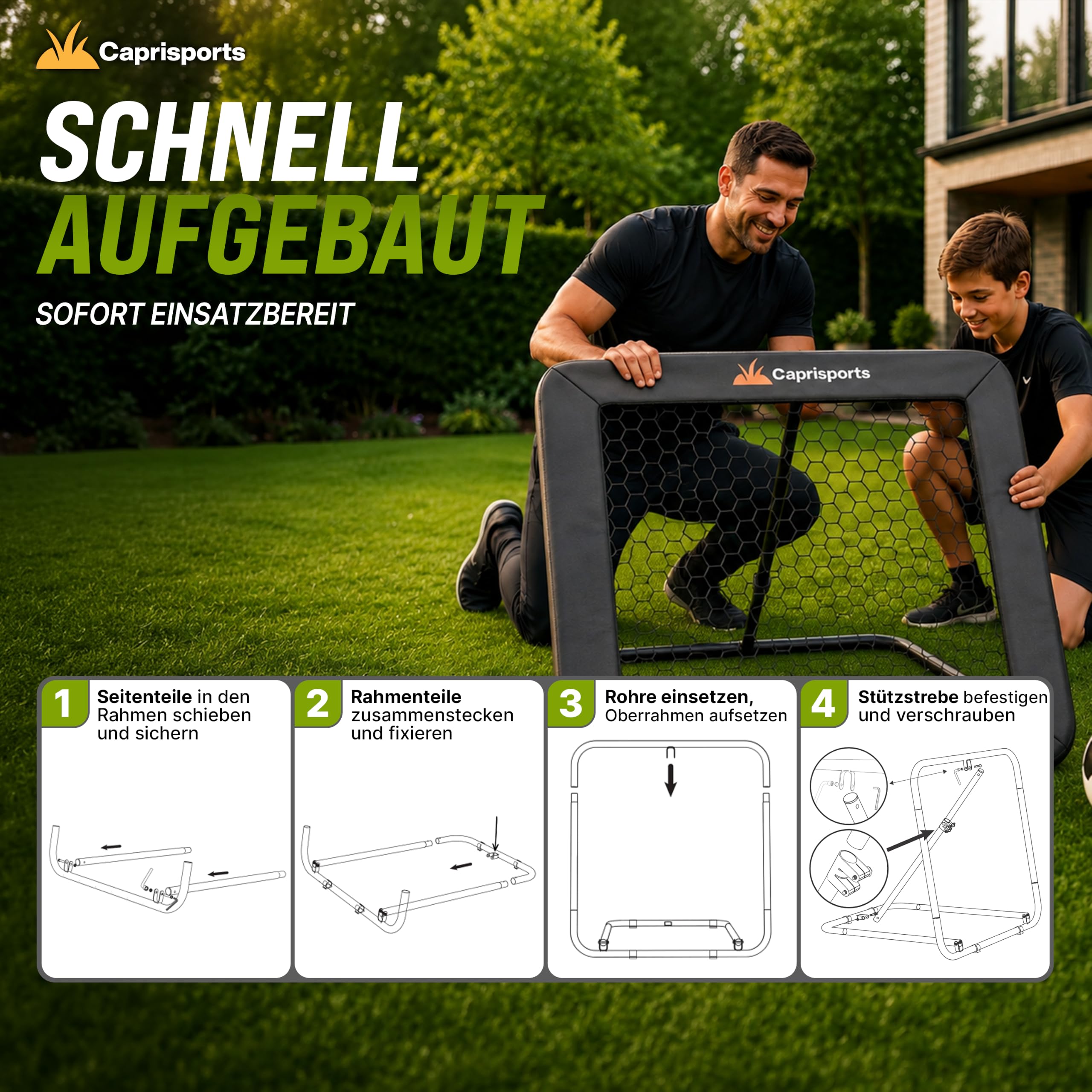 Rebounder für Fußball - optimales Trainingszubehör für Nachwuchstalengte zur Verbesserung der Skills - für draußen und drinnen - auch für Handball