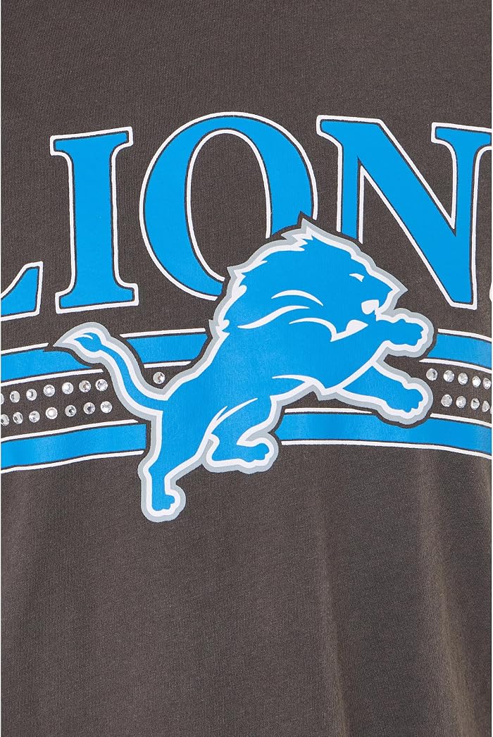 Женская футболка Junk Food Clothing NFL Detroit Lions Bling Striped Crop Tee, цвет: Чёрный — фото 2