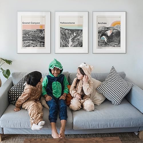 Miniatura 2 de Homeforia - Marco metálico plateado de 24 x 30pulgadas con paspartú de 18 x 24pulgadas, para pared, marco de aluminio con vidrio templado para