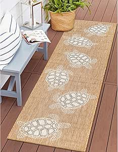 Liora Manne Sea Turtles Sand Indoor Outdoor Area Rug, 1'11" x 7'6"