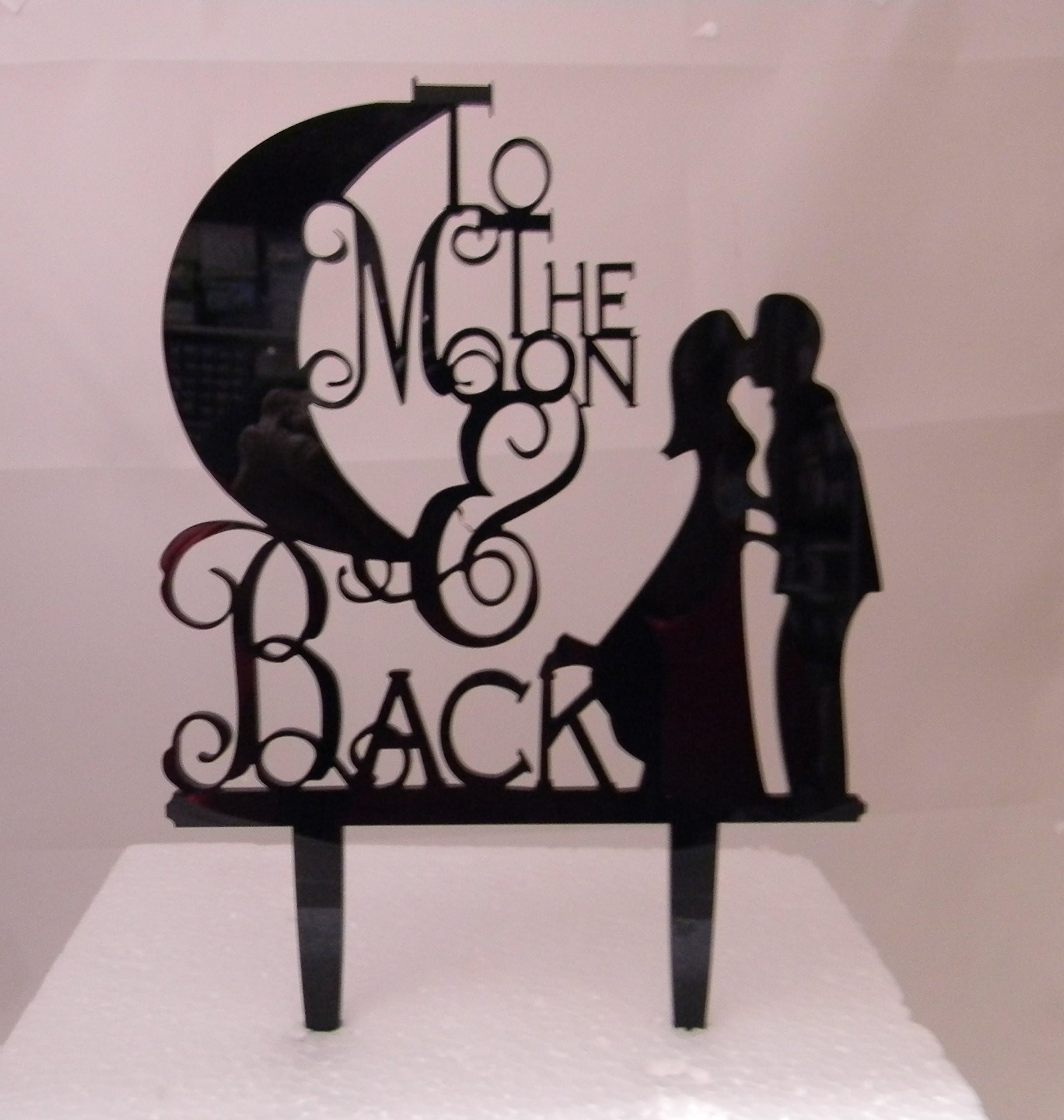 To the Moon and Back Cake Topper,Wedding Cake Topper Silhouette Moon,Wedding Decor With Acrylic.