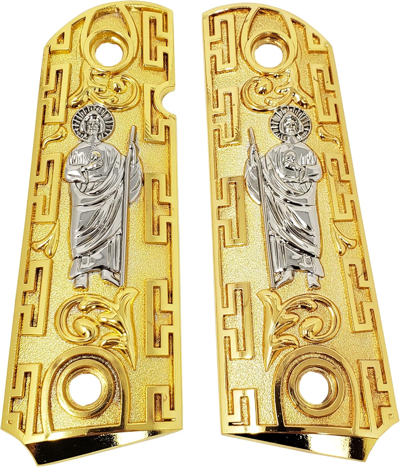 1911 Grips SAN Judas ST. Jude Full Size Government Ambi Cut Gold Plated