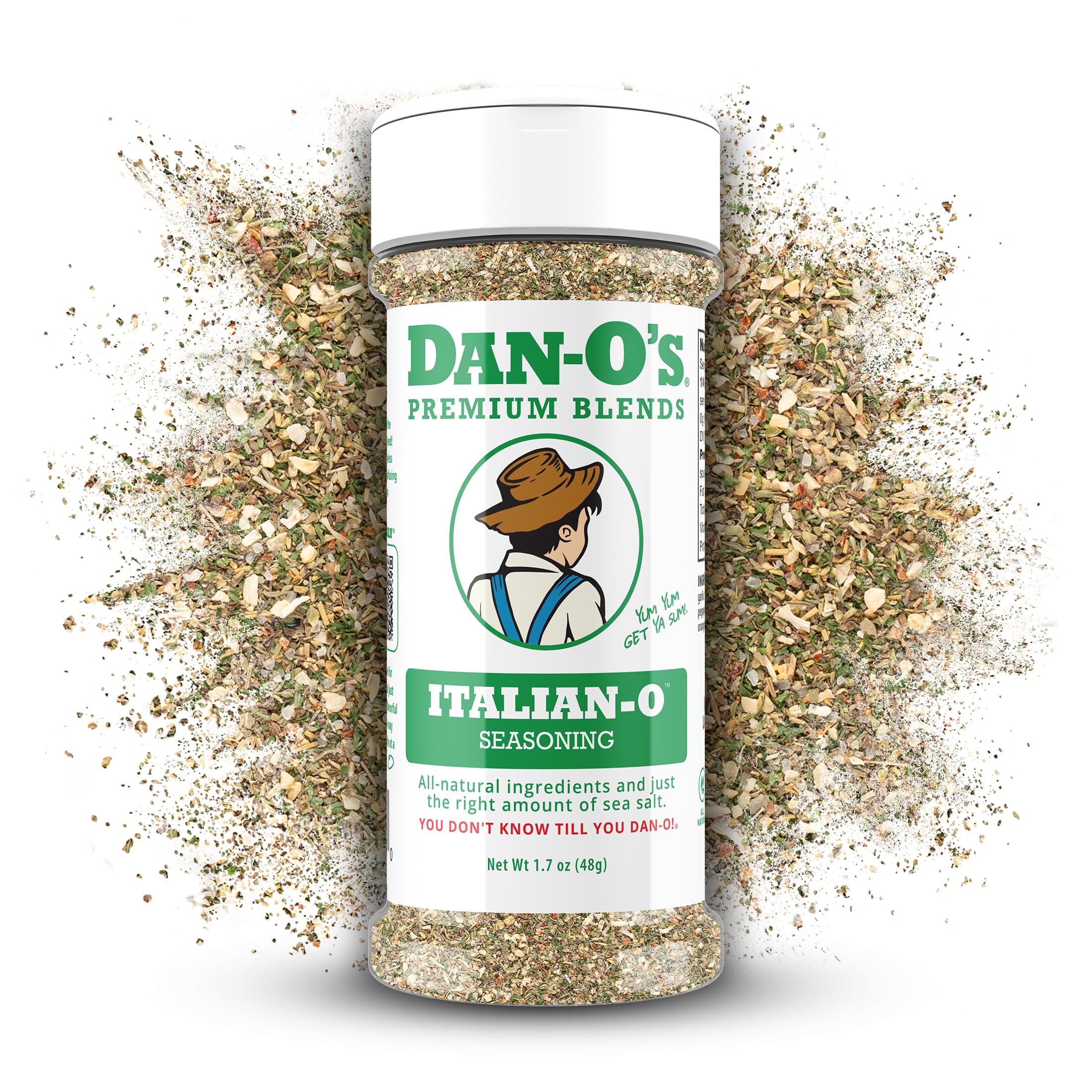 Dan-O's Italian-O Seasoning, 1.7 oz Bottle, Italian Seasoning for Pasta, Pizza, Salad, Veggies and More, Sugar Free, Zero Calorie, Use this Spice Blend to Craft Meatballs or Pasta Sauce