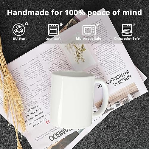 Miniatura 3 de HomeVss - Paquete de 12 tazas de sublimación de 11 onzas, tazas de café de cerámica blanca, juego a granel con cajas de regalo, para diseños de