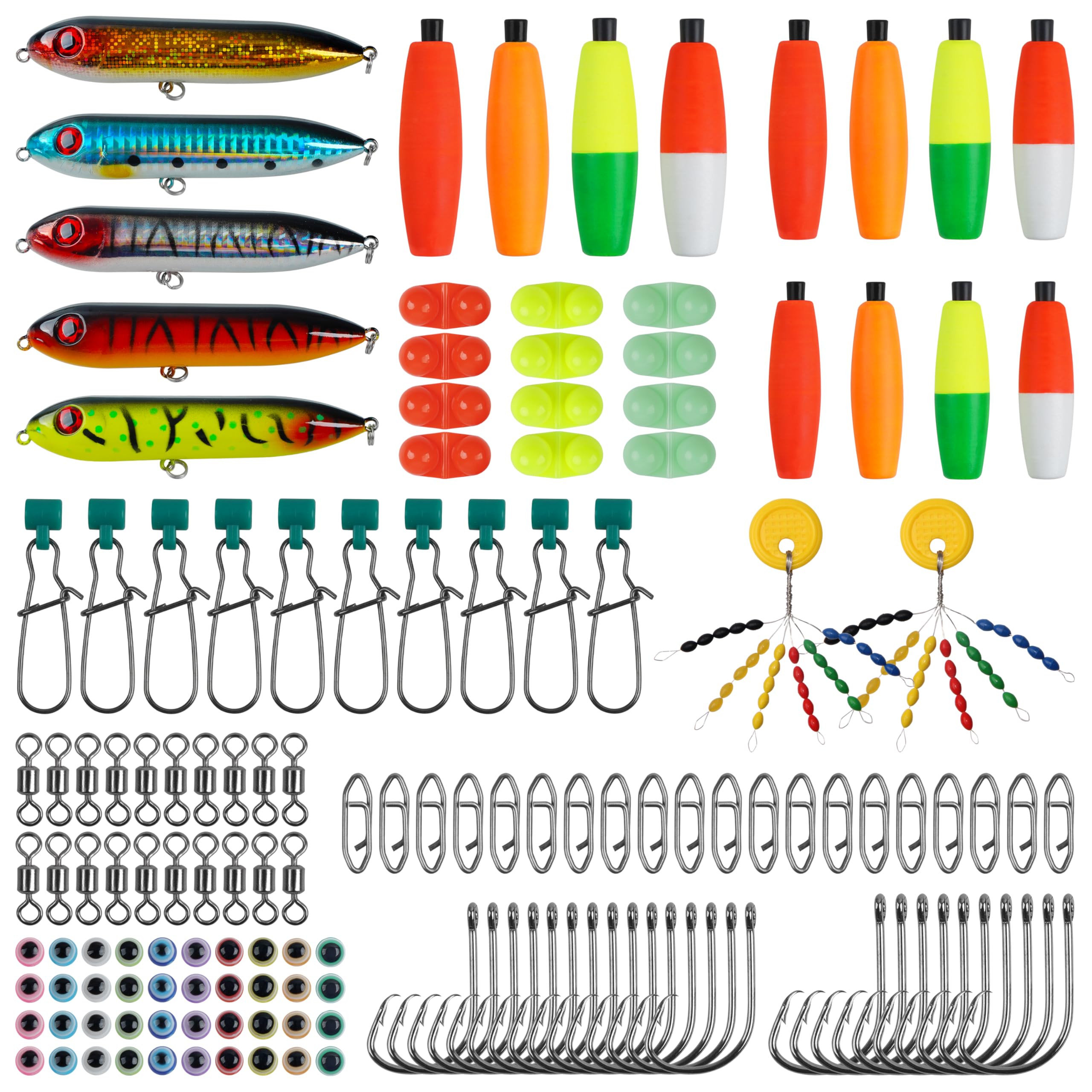 OROOTL Catfishing Tackle Making Kit, 146pcs Catfish Rig Accessories with Catfish Floats Catfish Hooks Swivels Fishing Bells Swivels Bobber Stoppers Catfishing Tackle Equipment
