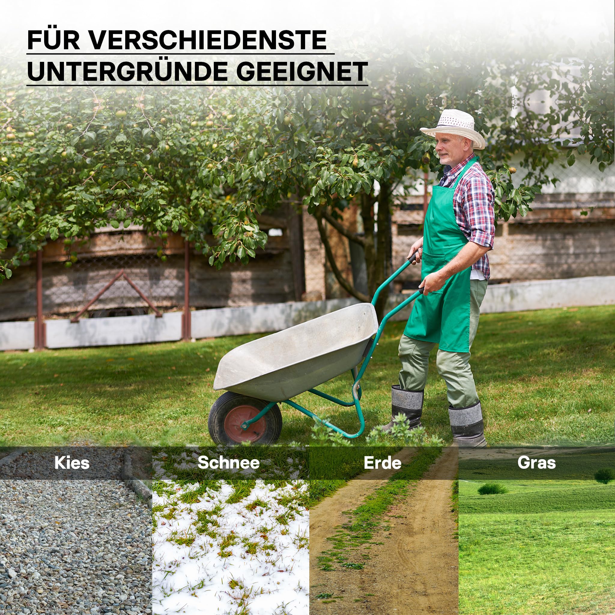 Wiltec Rad 4.00-8 400 x 100 mm 160 kg, Schubkarren Komplettrad mit Stahlfelge, Winkelventil, Luftreifen für Sackkarre, Bollerwagen u.a