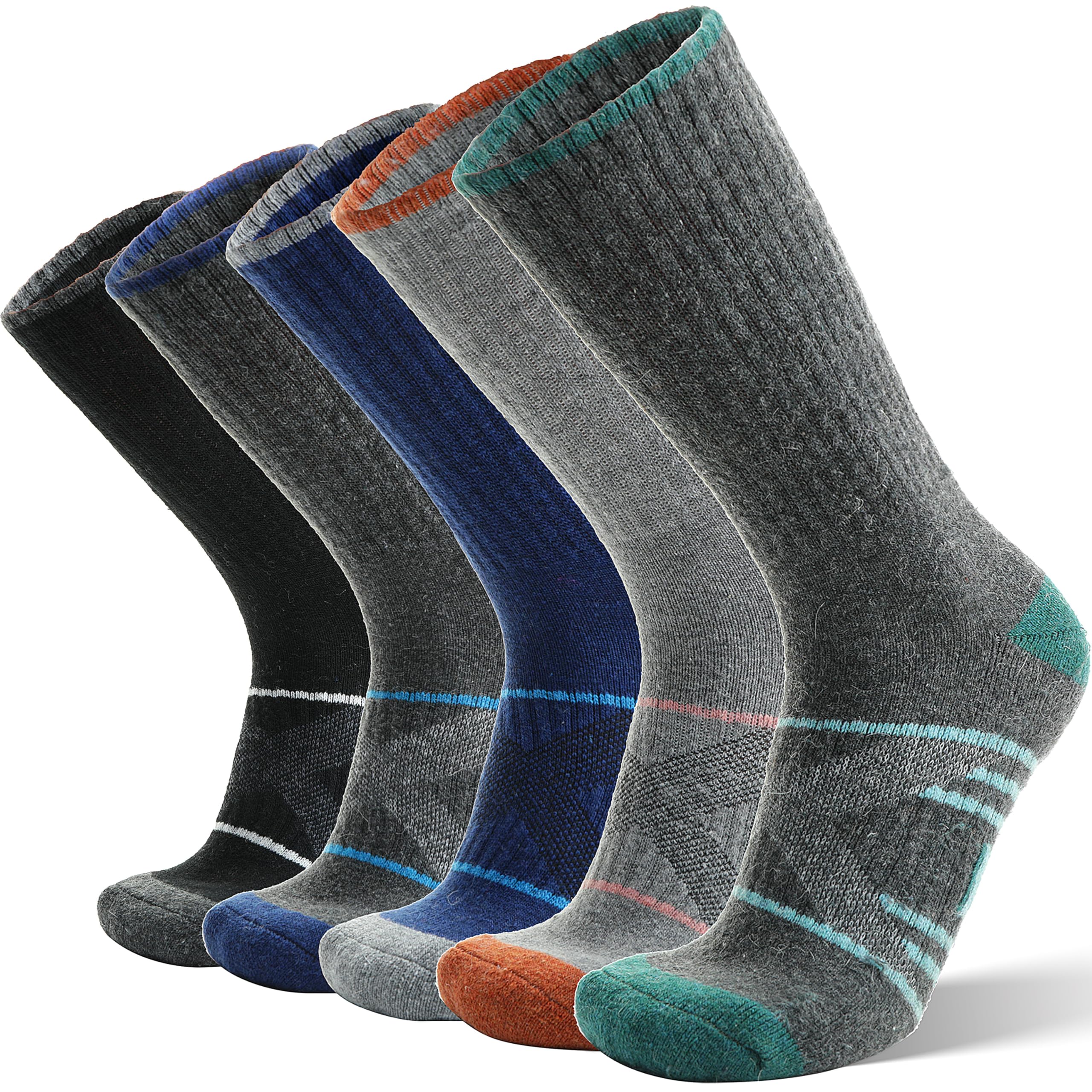 ANTSANG Merino Wool Hiking Socks 5 Pairs for Men & Women Thermal Winter Warm Moisture Wicking Cushion Boot Socks