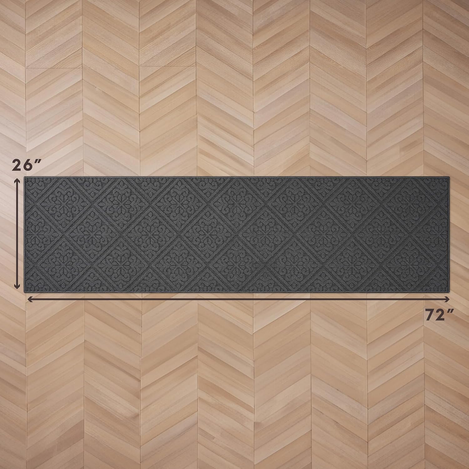 Laura Ashley Hi-Low Tufted 26" x 72" Washable Skid-Resistant Runner Rug - Dark Grey Austell Solid