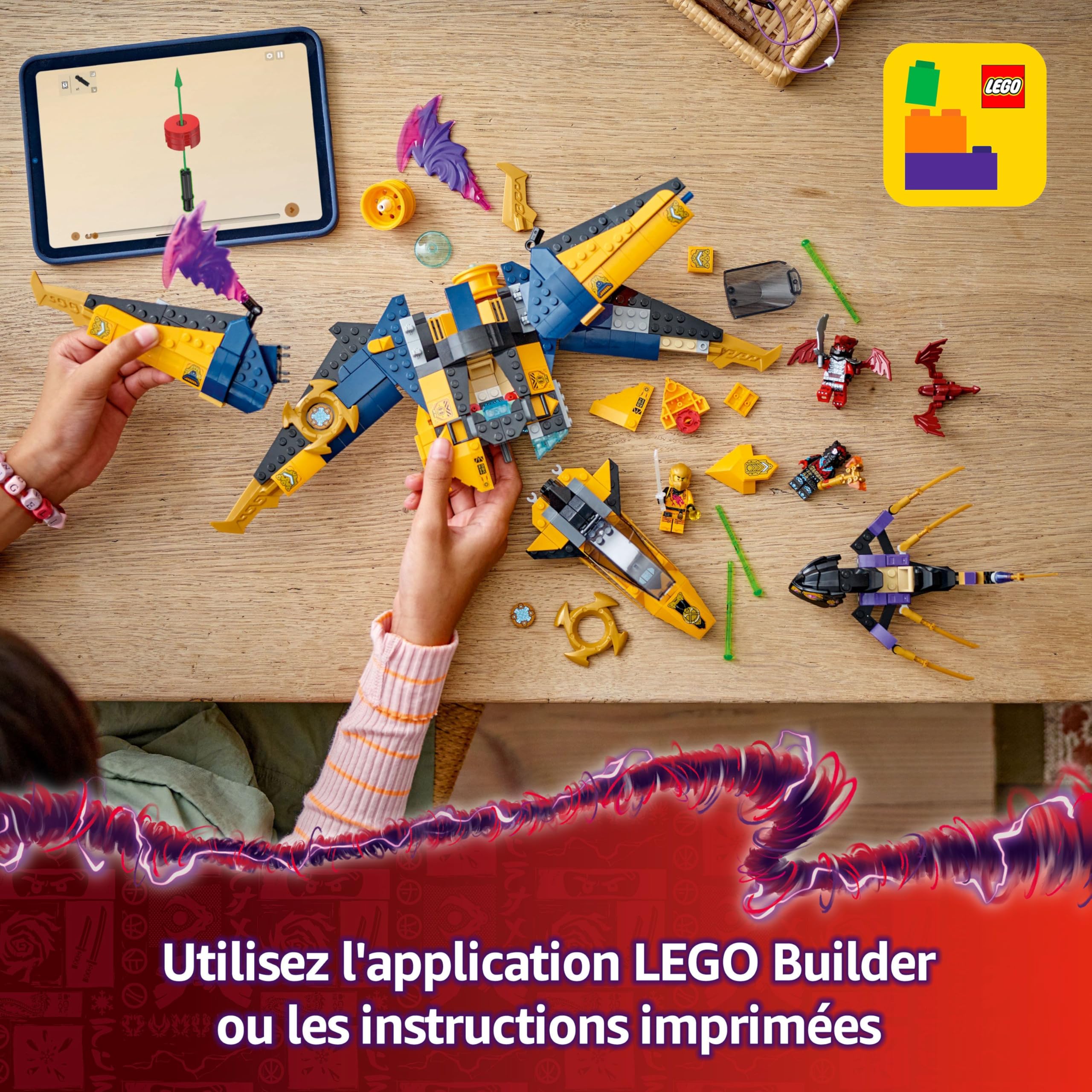 LEGO Ninjago Le Super Avion tempête de Ras et Arin - Jeu de Construction avec Drone à tête de Dragon et 3 minifigurines - Idée Cadeau pour garçons et Filles dès 8 Ans Amateurs de la série TV 71833