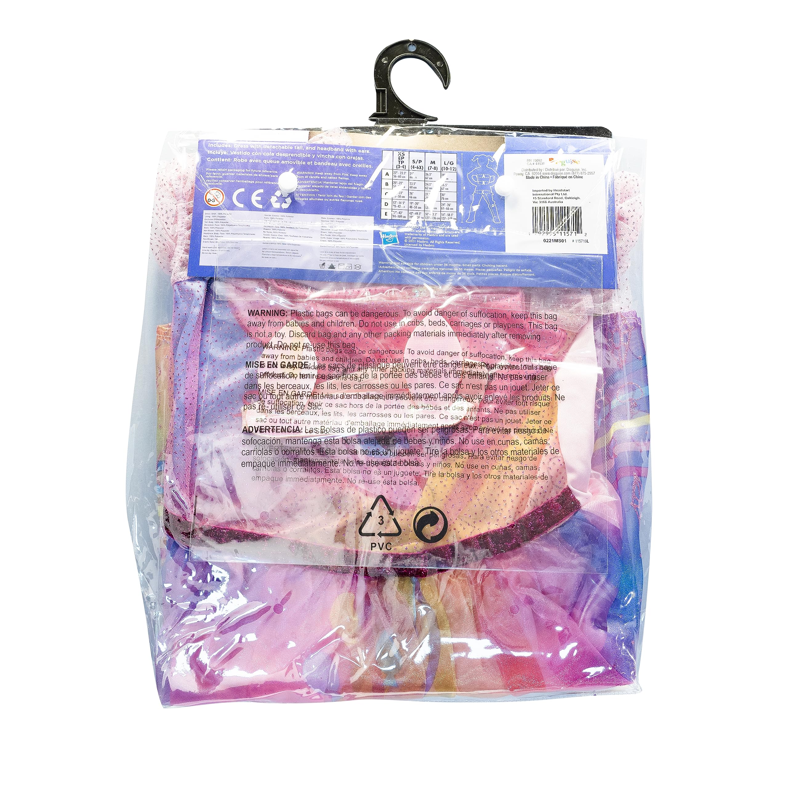 Disguise Kostüme Pinkie Pie Kleid für Alter 4 bis 6 Jahre, Mehrfarbig, Einheitsgröße